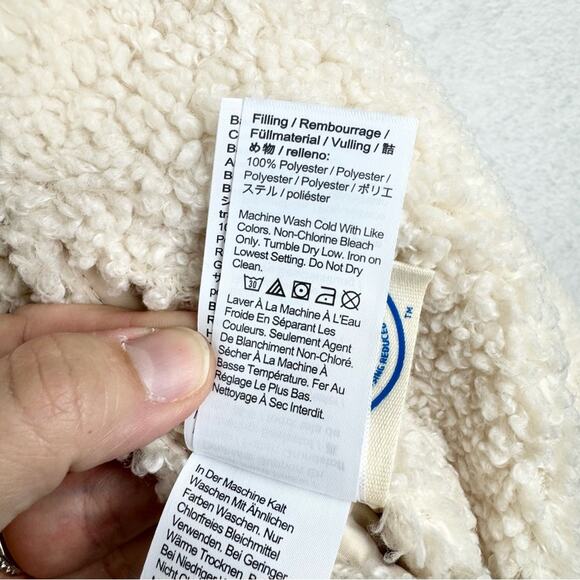 J. Crew Reversible Teddy Sherpa Puffer Vest With PrimaLoft Cream Size L Preppy - Picture 14 of 16